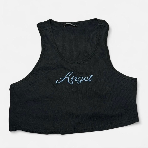 SHEIN Tops - Black Tank Top with “Angel” Embroidery